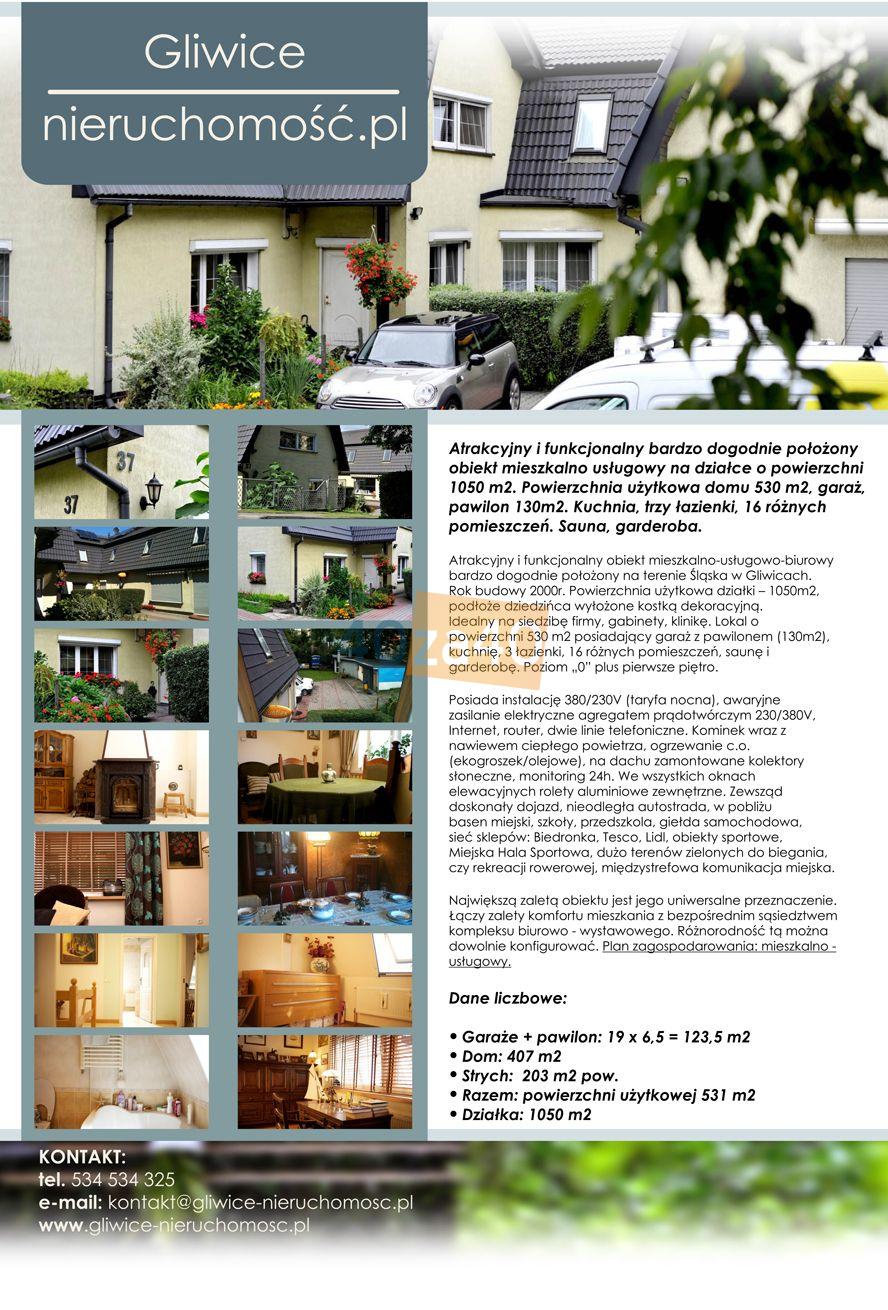 Dom na sprzedaż, powierzchnia: 531 m2, pokoje: 16, cena: 2 500 000,00 PLN, Gliwice, kontakt: 534534325