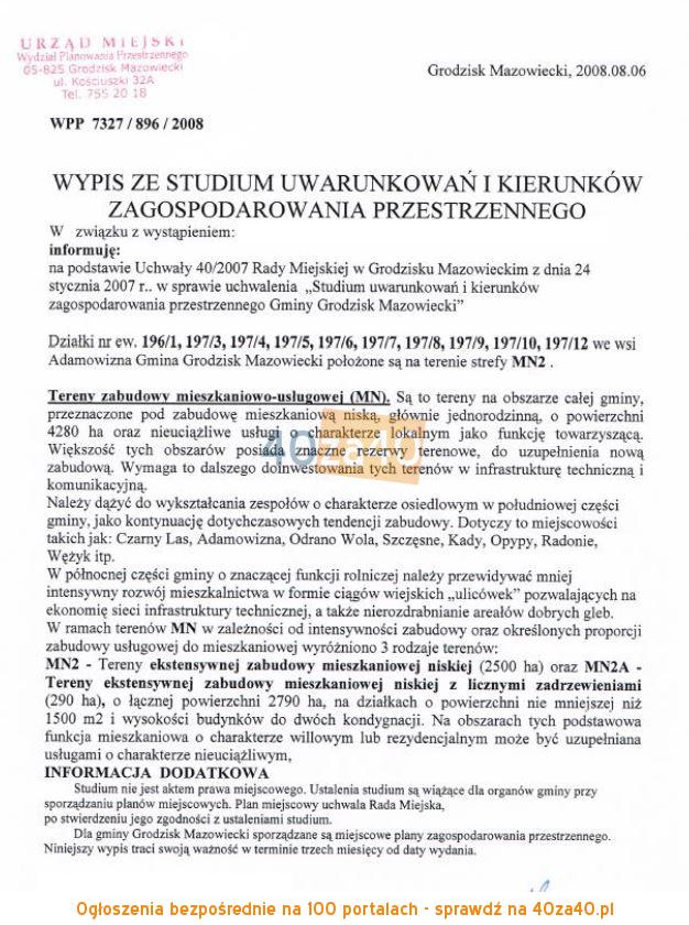 Działka na sprzedaż, 46285 m2, cena: 3 934 220,00 PLN, Grodzisk Mazowiecki, kontakt: 666034322