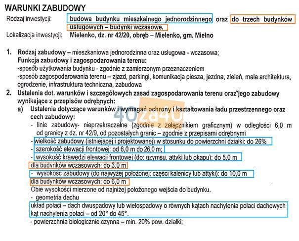 Działka na sprzedaż, 817 m2, cena: 192 000,00 PLN, Mielenko, kontakt: 664354873