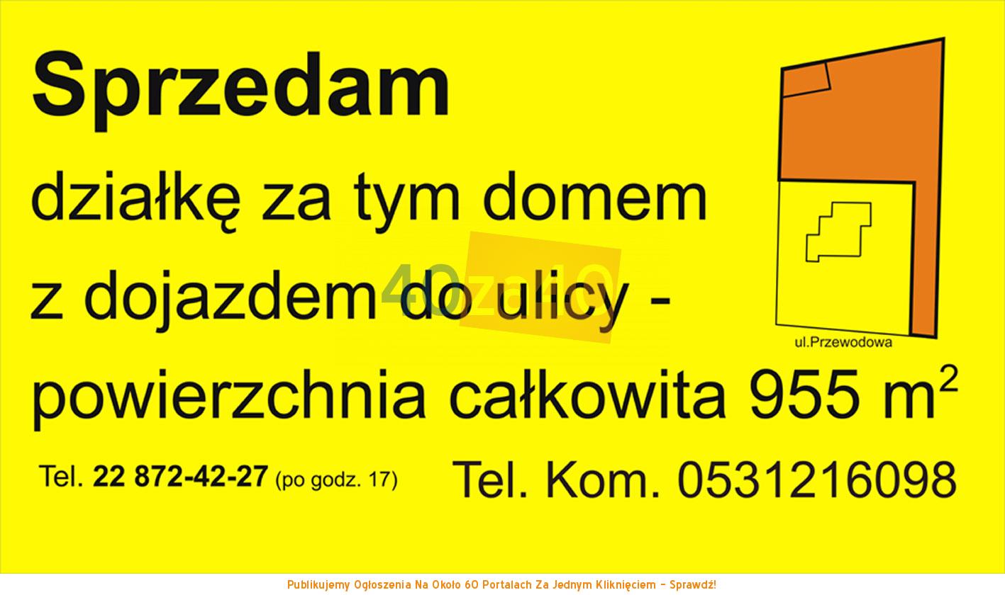 Działka na sprzedaż, 955 m2, cena: 390 000,00 PLN, Warszawa, kontakt: 531216098