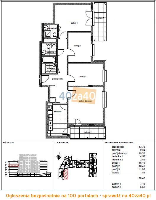Mieszkanie do wynajęcia, pokoje: 4, cena: 2 950,00 PLN, Warszawa, kontakt: 600246002
